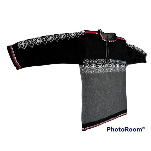 Hanna Andersson Nordic Fair Isle Sweater Unisex Kids Sz 5 110cm 1/4 Zip - Picture 1 of 12